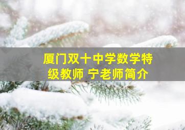 厦门双十中学数学特级教师 宁老师简介